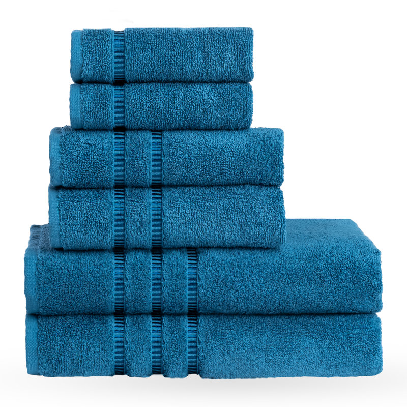 6 Pieces Luxury Towel Set 100% Turkish Cotton Soft & Absorbent, Blue