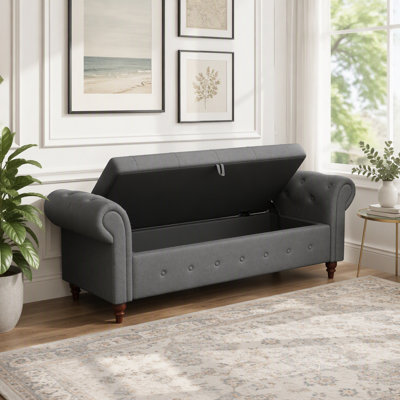 Tufted Storage Bench with Rolled Arms, Plug-in Assembly