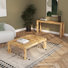 Loon Peak Jakus Maple Burl 46" Coffee Table and Vanity Desk with Hidden Drawer 49" Console Table
