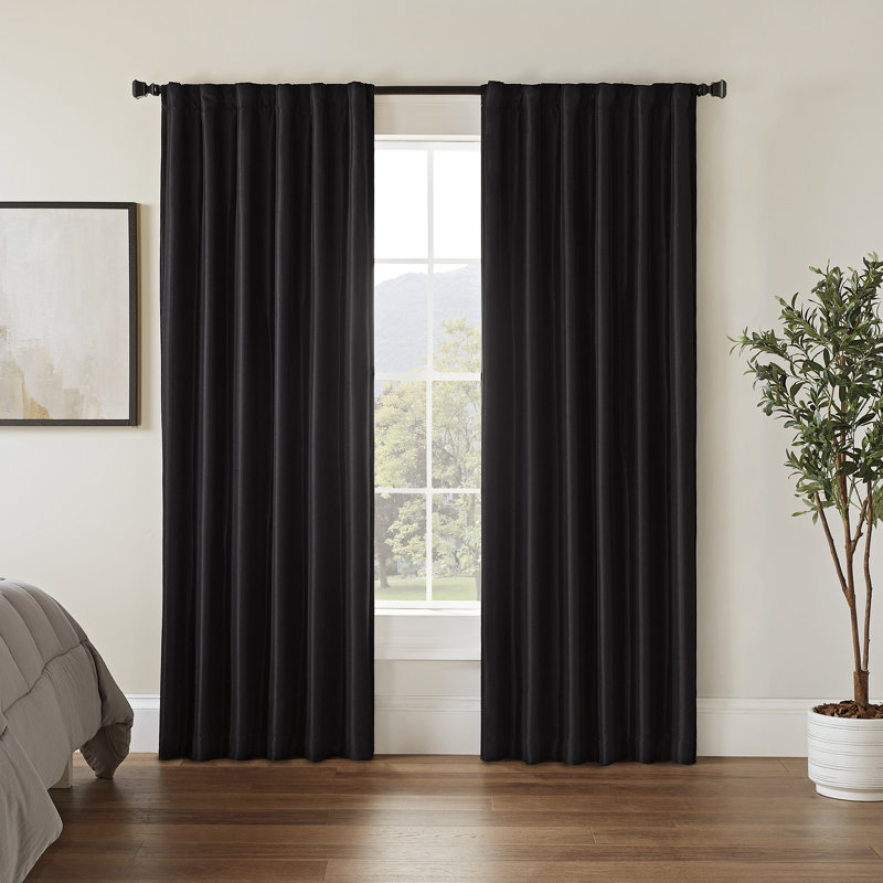 Blackout Curtain Single Panel, Black, 52" W x 95" L