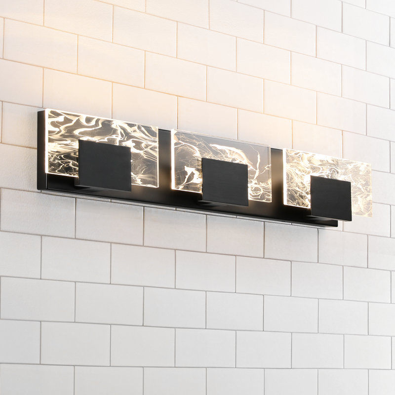 3-Light Modern Bathroom Vanity Light, Matte Black