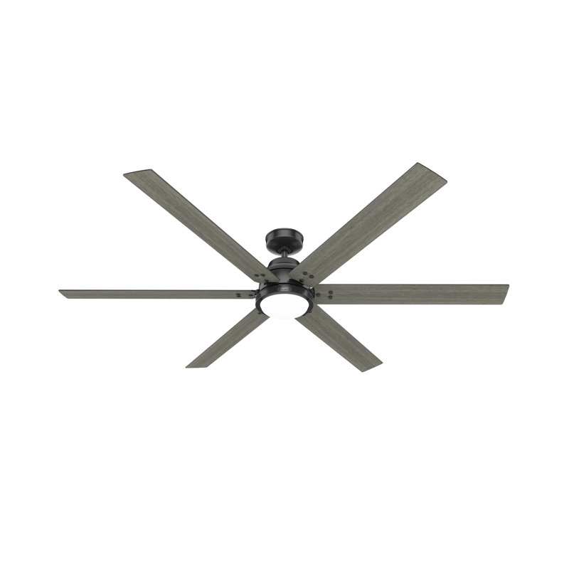 Gravity 6 - Blade Ceiling Fan with LED Light Kit and Handheld Remote and Wifi Smart Fan, Dark Gray Oak, 72"