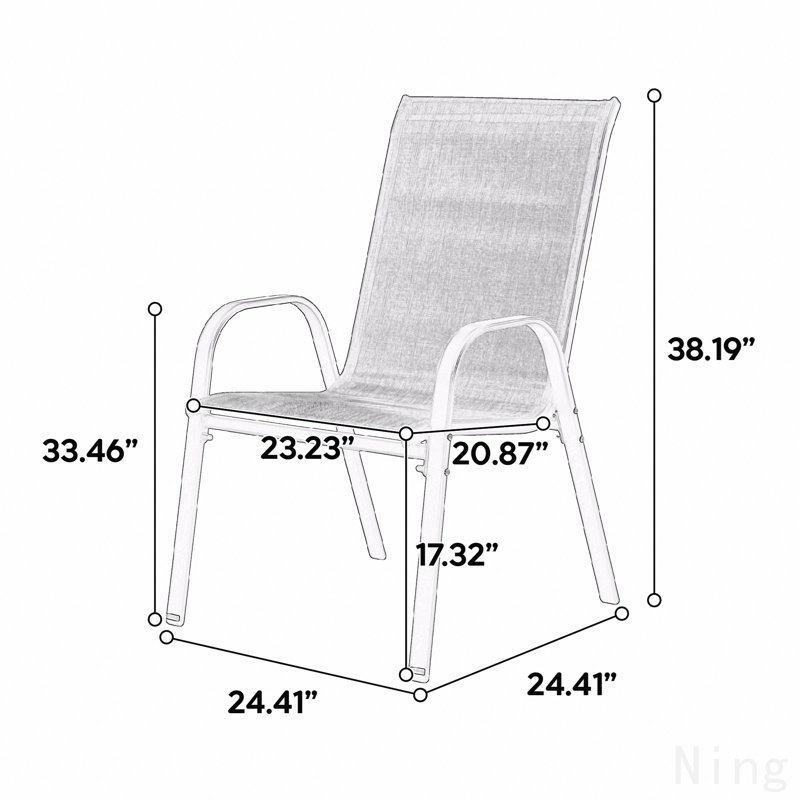 8 Piece Patio Chairs, Outdoor Camping Chairs With Breathable Textilene Fabric, Set Of 2 Garden Chairs With Armrest High Backrest For Garden Patio Pool Beach Yard Space Saving ( Grey 8