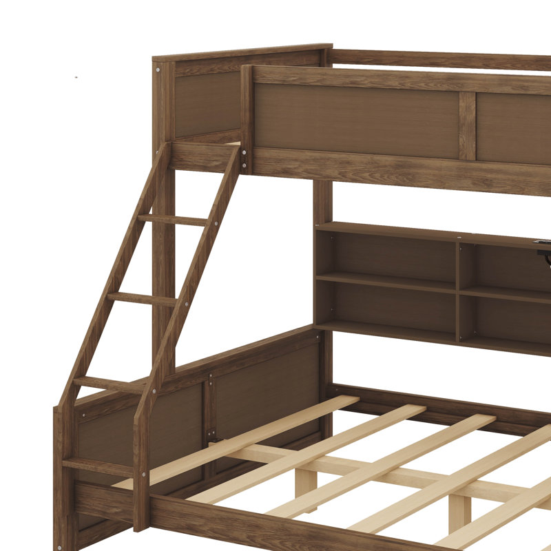 Lit superposé contemporain avec armoires de rangement intégrées et ports USB pratiques, Bois antique, Simple TG sur grand