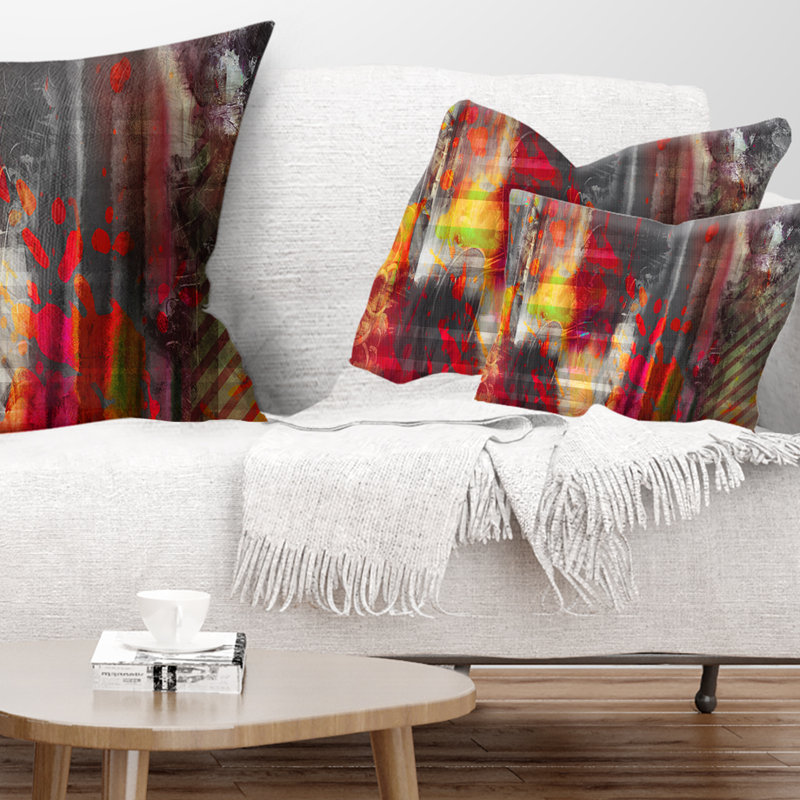 Red Decorative Design - Abstract Printed Throw Pillow