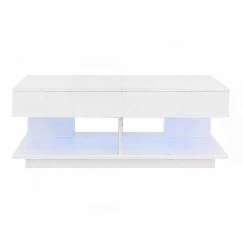 High-Gloss Extendable Lift-Top Coffee Table With Multiple Storage Compartments, White