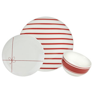 Lanty White/Black Melamine Western Rustic Farmhouse 14 Piece Dinnerware Set  (Service for 4)