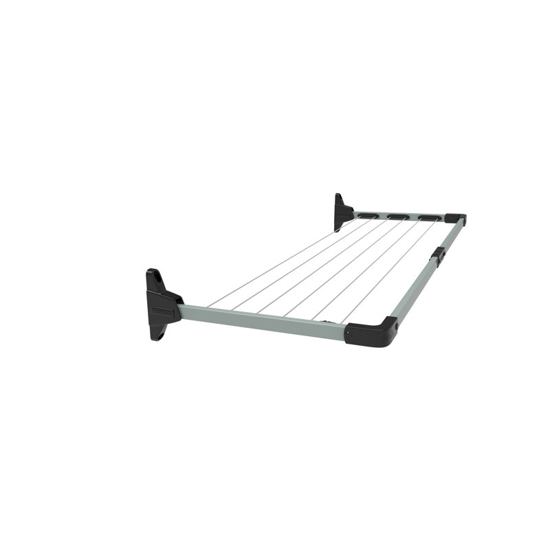 Daytek Steel Fold Down Wall-Mounted Drying Rack, 8.3" H x 60.6" W x 22" D, Light Gray