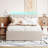 Upholstered Platform Bed with Trundle, Lighted Headboard and USB port-407814404-407814400
