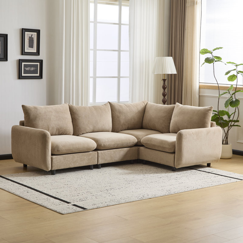 Ryder Modular Sectional Sofa, 34" H x 99.5" W x 69" D, Nomad Polyester Blend