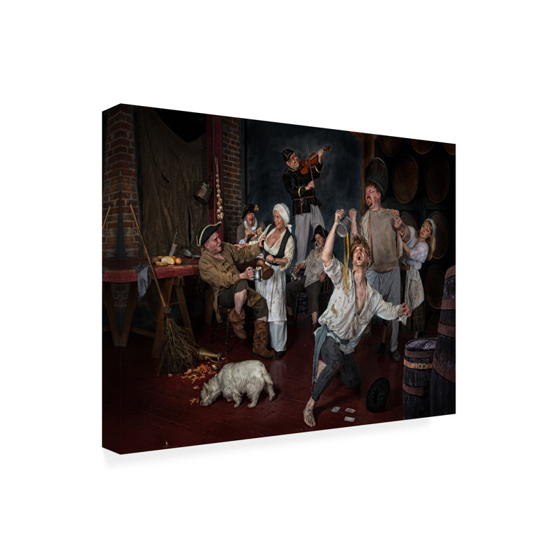 Art mural sur toile tendue - "Derek Galon Ma" Adriaen Brouwer peint ses décorations de taverne pour décor de salon, de chambre à coucher ou de bureau - 24 x 32