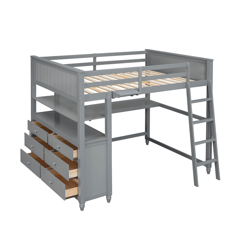 Lit mezzanine double Hikmah Kids, gris