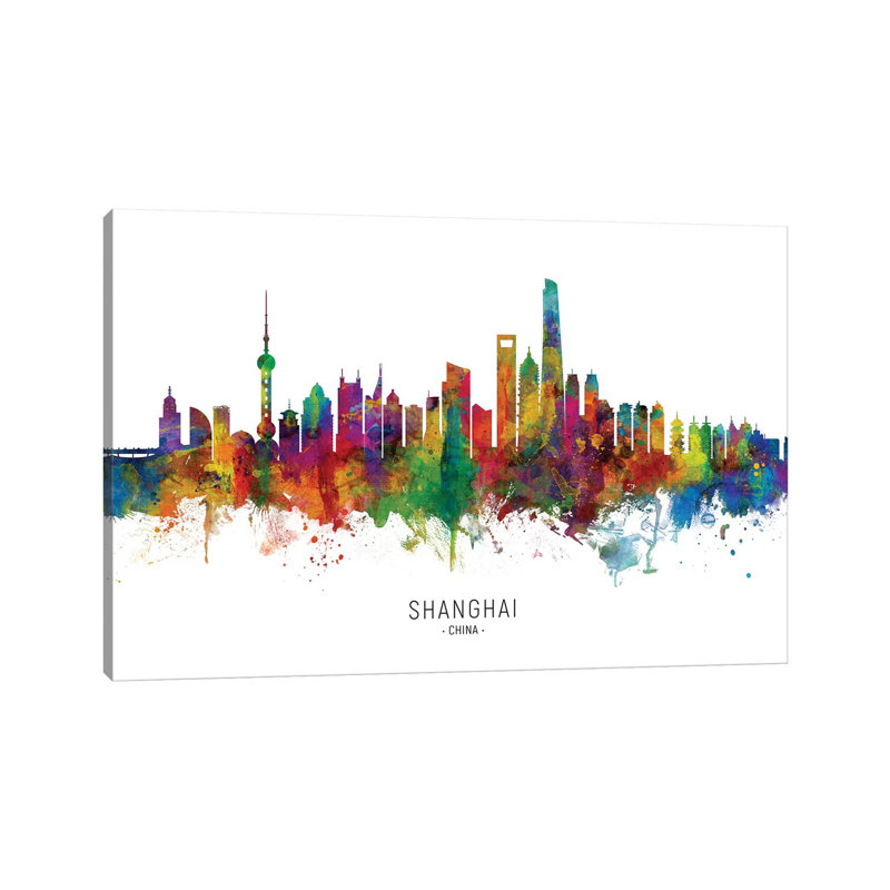 Shanghai China Skyline by Michael Tompsett - Wrapped Canvas Print, 30.48 cm H x 45.72 cm W