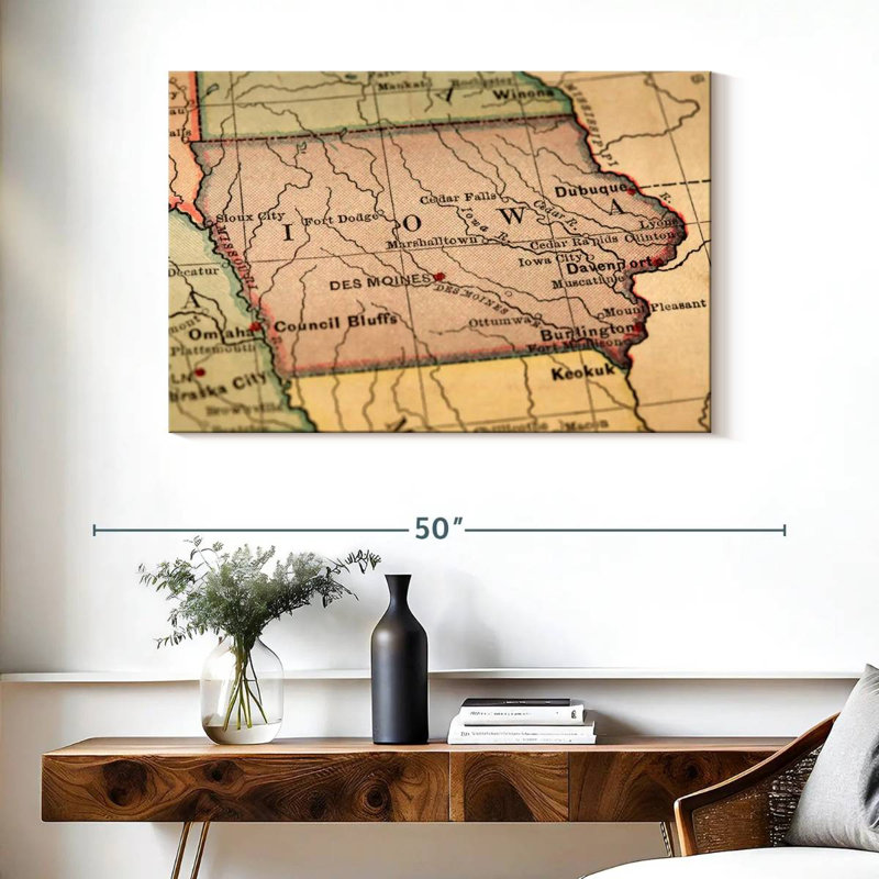 Carte rétro de l'Alaska, Iowa, H 26 po x l 39 po