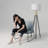 Levi 61 in. Mid-Century Modern LED Energy-Efficient Floor Lamp with Fabric Drum Shade and Metallic Brass Finish
