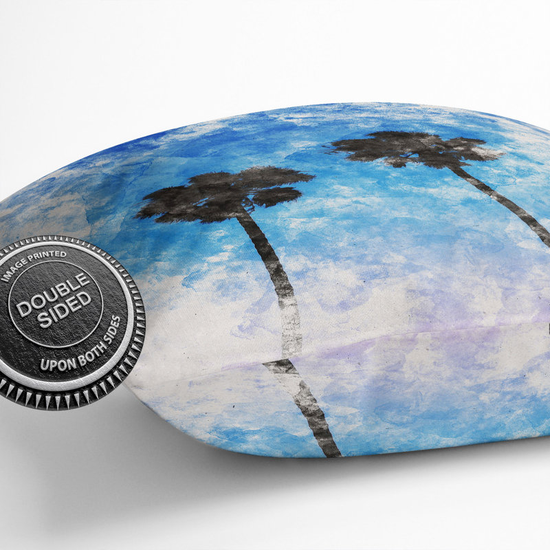 Two Palm Trees Watercolour Scatter Cushion, 55cm H x 55cm W x 20cm D