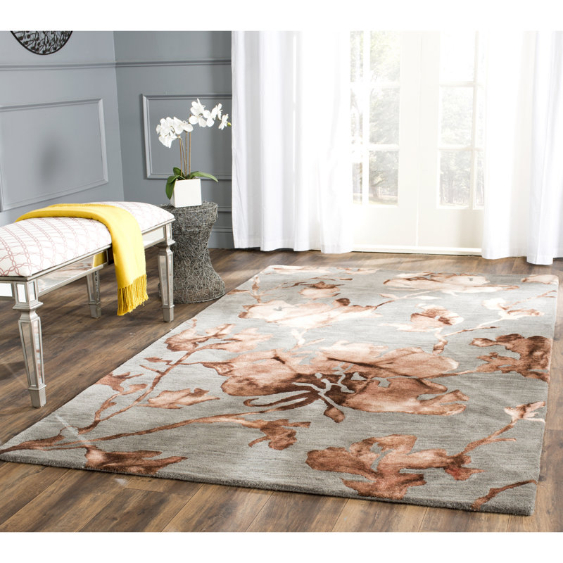 Tapis floral en laine touffeté à la main Coleman, Rectangle 4 pi x 6 pi