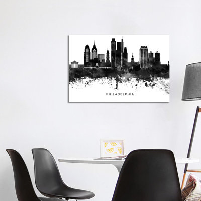 Philadelphia Skyline Black & White - Wrapped Canvas Print