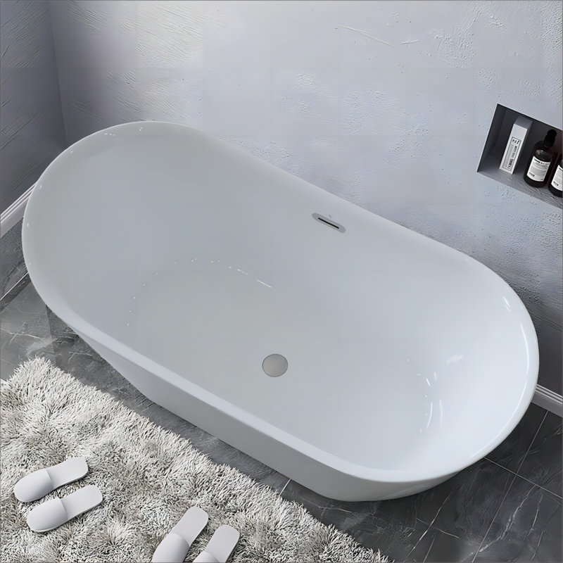 55 " L x 27.5 " W Freestanding and Mounting / Installation Required Soaking Acrylic Bathtub