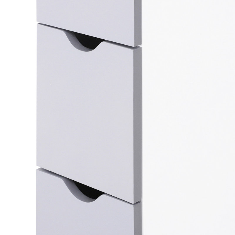 Armoire tour en lin de 54 po de hauteur - rangement de salle de bain avec 2 tablettes et tiroirs, étagère de rangement blanche à niveaux, organisateur de plancher étroit pour les fournitures