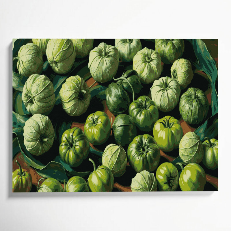 Art mural sur toile vert légumes Tomatillo, H 20 po x l 24 po