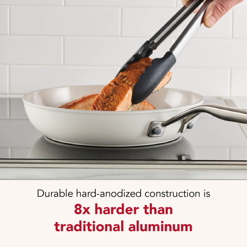 Kitchenaid Hard-Anodized Ceramic Induction Skillet Set, 2-Piece, Porcelain White, White