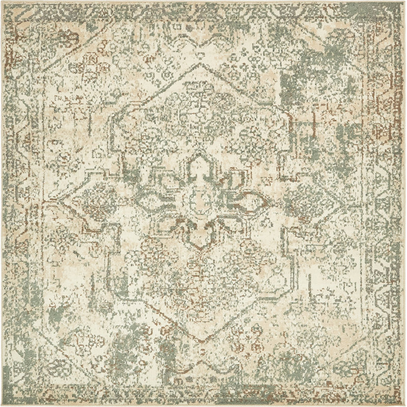Tapis crème / brun Mosely Orentiel, Carré 8 pi