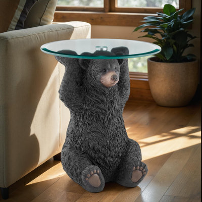 Kershaw Bear 20” Glass Top End Table