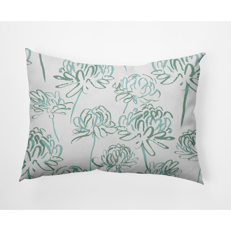 Floral Lumbar Pillow, Green