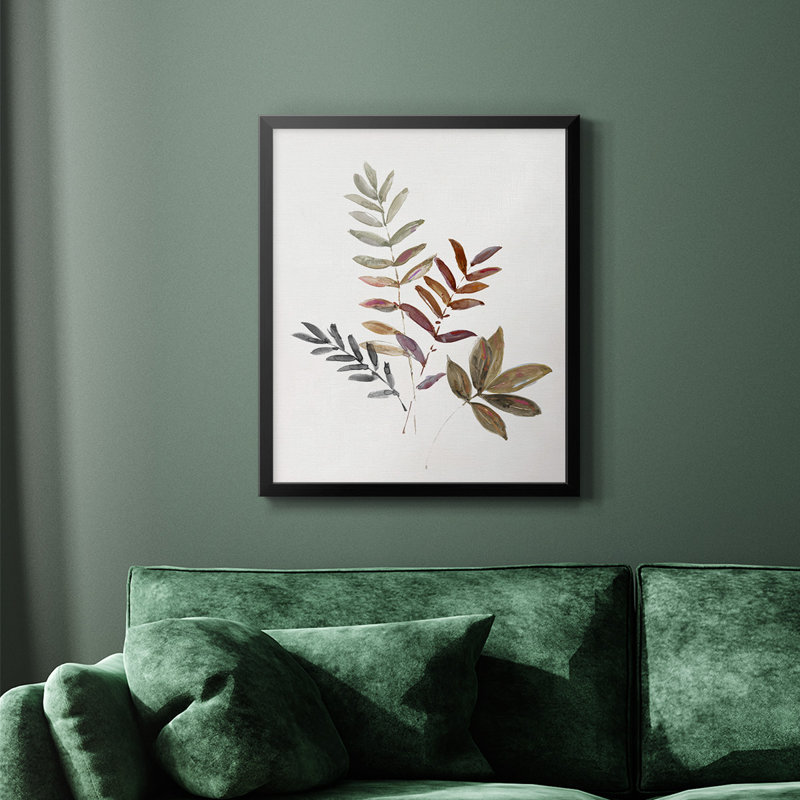 Feuilles d'automne III - Toile encadrée de qualité supérieure - prête à être accrochée, Noir, H 24 po x l 20 po