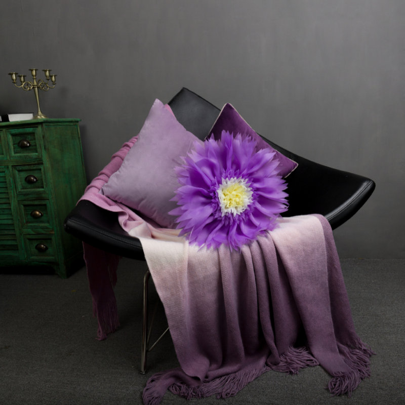 Coussin décoratif rond en tournesol, H 12 po x l 12 po x P 12 po, Mauve