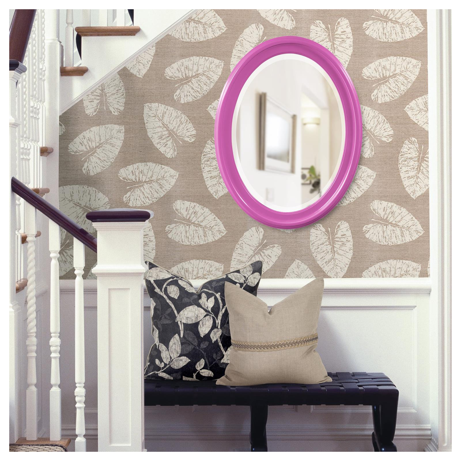 Borna Solid Wood Oval Mirror, Hot Pink