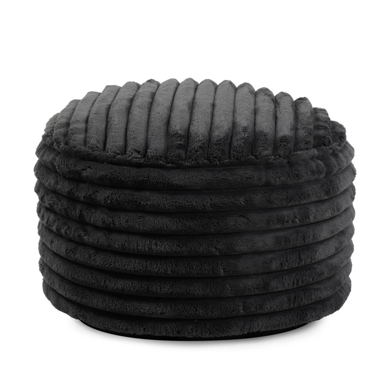 Pouf court Camiya Shar Pei, Polyester noir