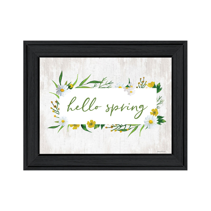 Hello Spring, Cadre noir, H 15 po x l 21 po x P 1 po