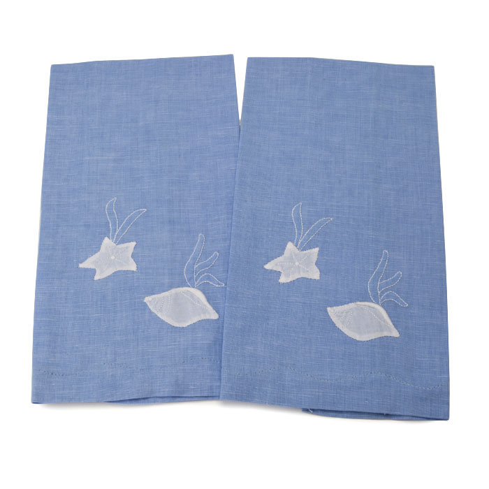 Ensemble de 2 serviettes en lin invité Seashell