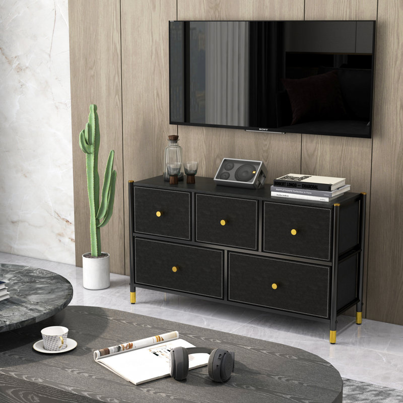 Commode double 5 tiroirs l 39,4 po, Noir