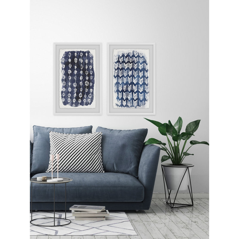 « boho patterns »-ensemble de 2 reproductions de peintures à l’aquarelle encadrées sur papier, H 30 po x l 20 po x L 1,5 po