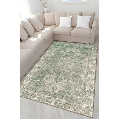 Tapis décoratif vert à motif traditionnel Green