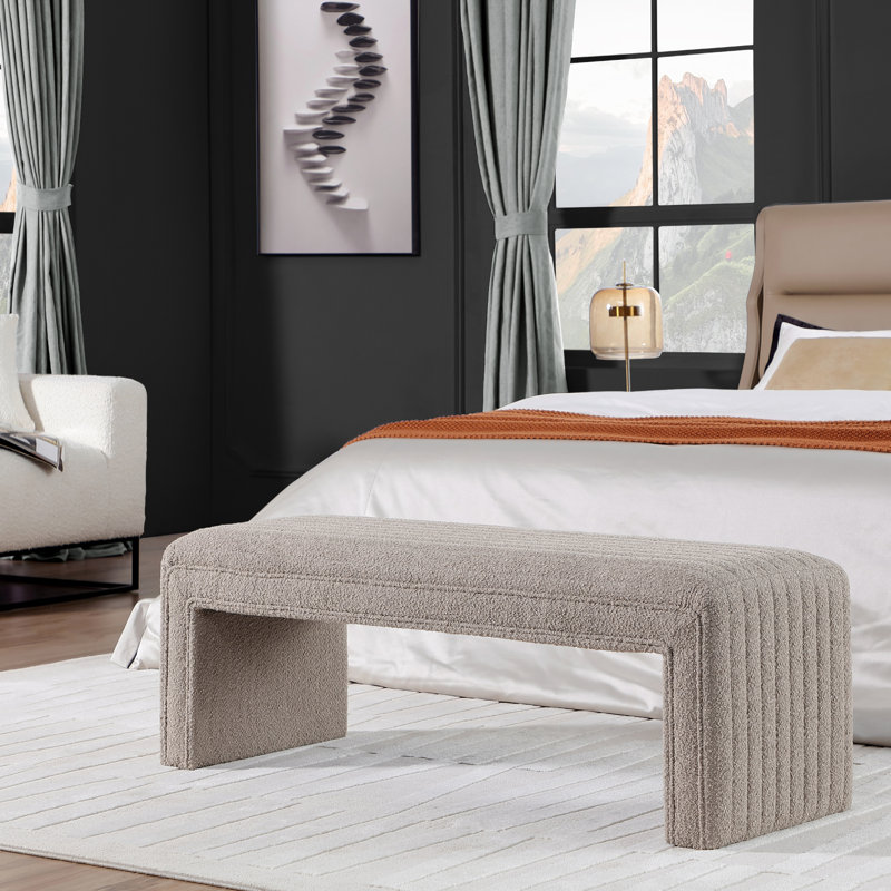 Banc rembourré Zino Boucle, Taupe