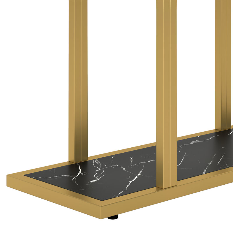 Mercer41 39.3" Console Table With Faux Marble Top, LED Light & Gold Metal Frame