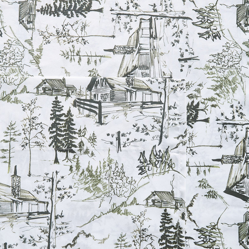 Ensemble de draps en microfibre, Simple TG, Blanc/vert, Floral