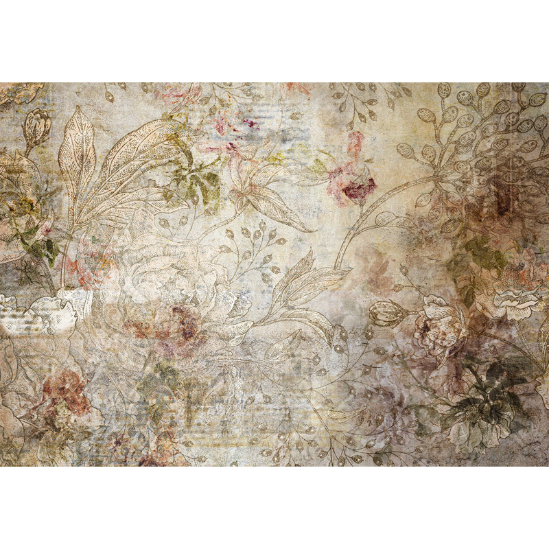 Murale florale pelez et collez - Carte postale ancienne, L 68 po x l 96 po
