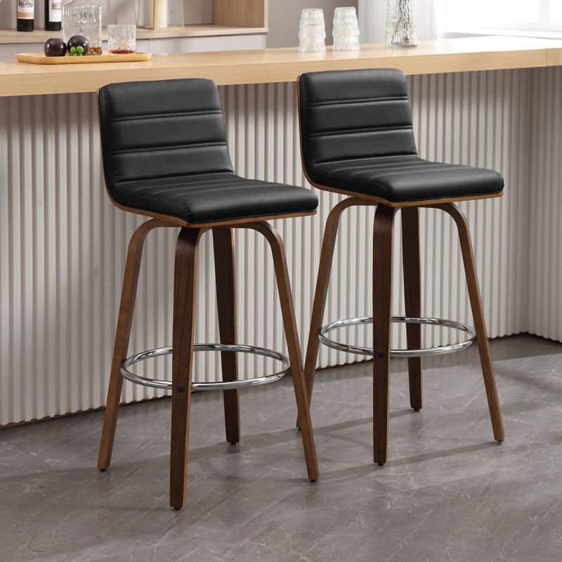 Tabouret pivotant rembourré, Tabouret de bar (siège d'une hauteur de 29 po), Noir