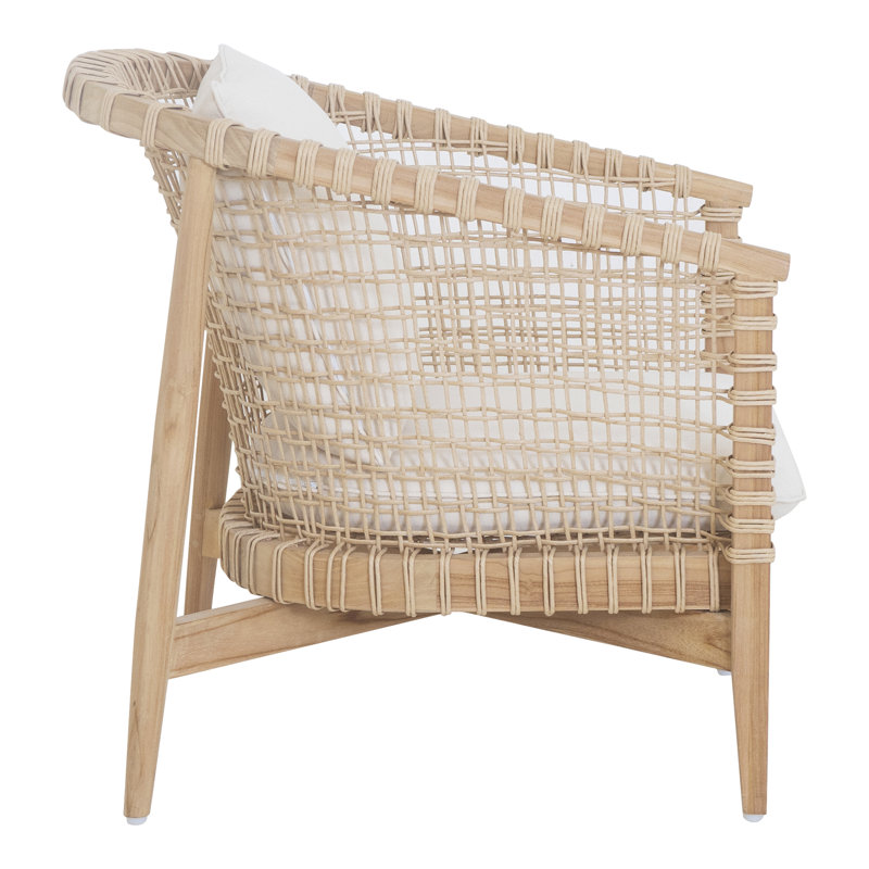 Outdoor Teak Lounge Chair, White, Natural