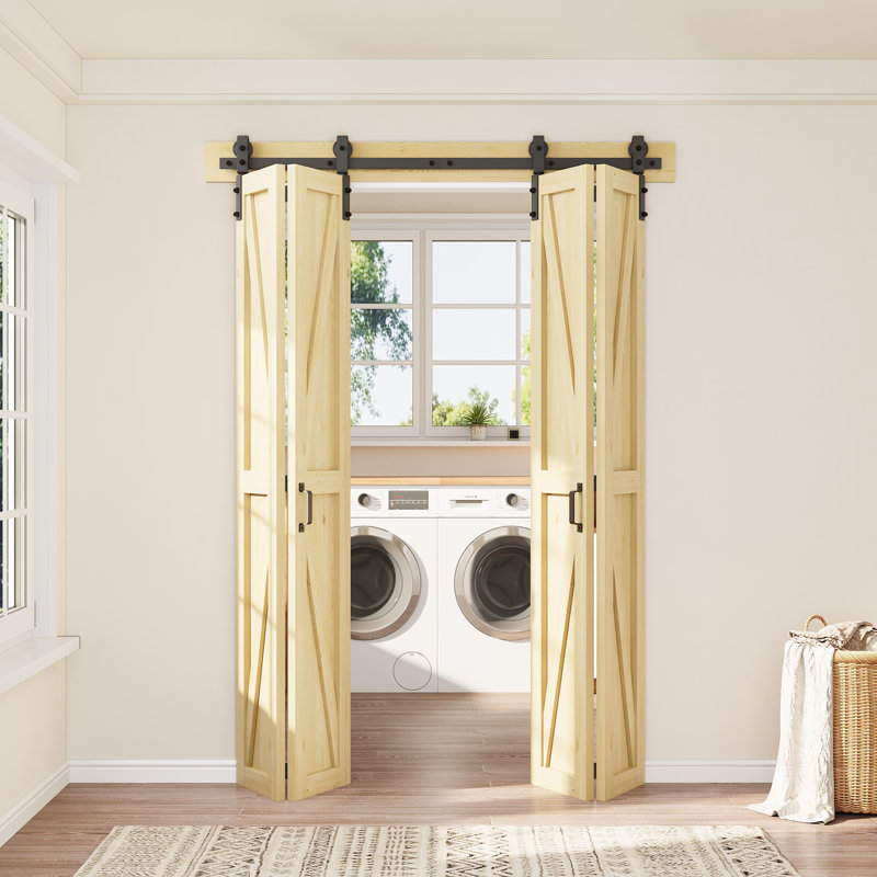 Porte de grange pliante K / Plank 84 po H 84 po, 50 po x 84 po, Jaune