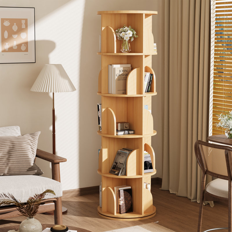 Bibliothèque pivotante à 360 °, bibliothèque d'angle peu encombrante pour la chambre à coucher, le salon ou le bureau