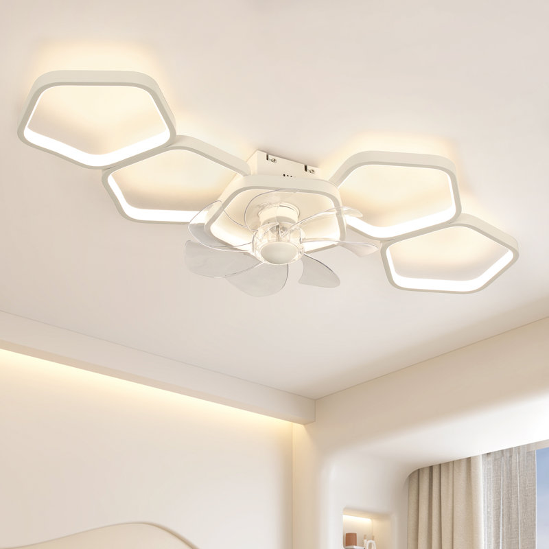 Ventilateur de plafond encastré à intensité variable de 33 po avec luminaire et télécommande 3 couleurs