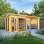 20ft x 10ft Studio Pent Log Cabin With Patio Area UPVC Windows & Doors (44mm)-105863326