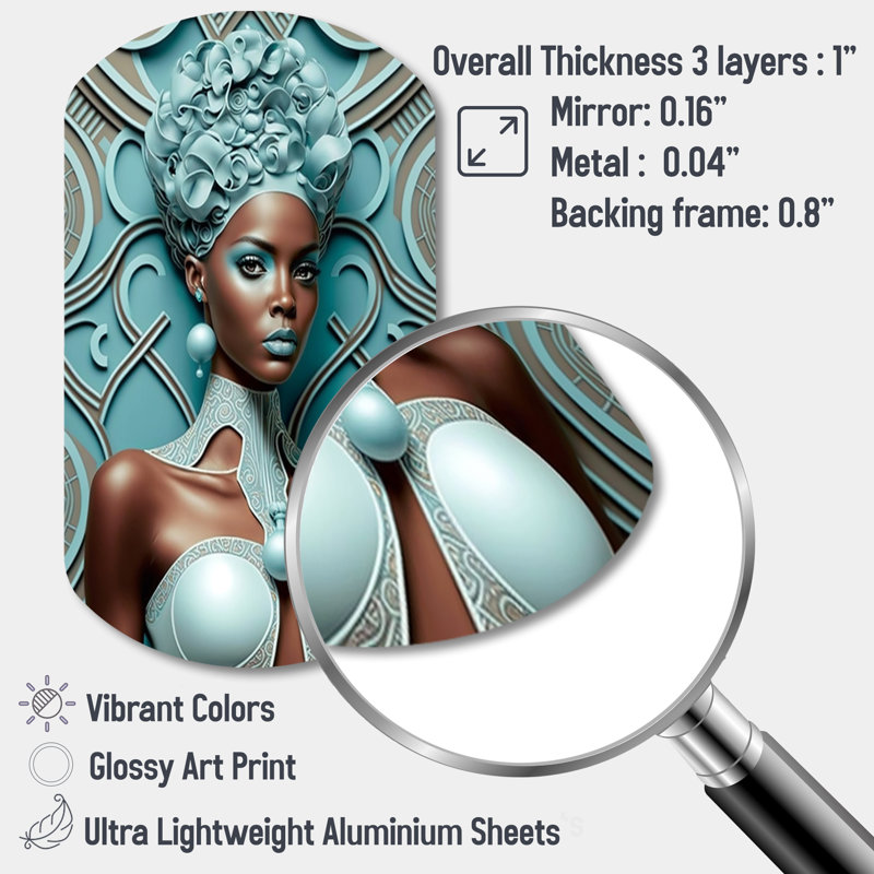 Superbe reine africaine en couleurs rétro I - femme afro-américaine en forme de cylindre asymétrique, H 31 po x l 19 po