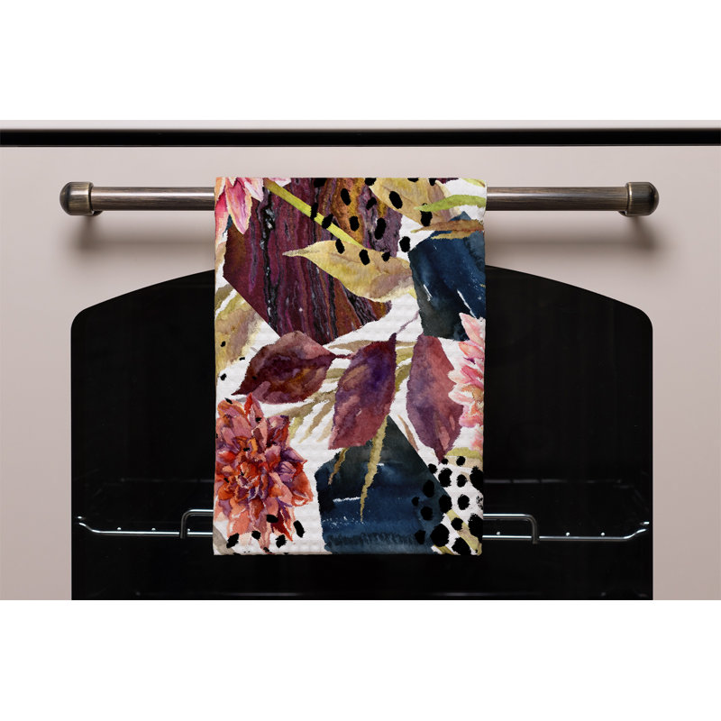 Floral Waffle Texture Tea Towel Kitchen Towel